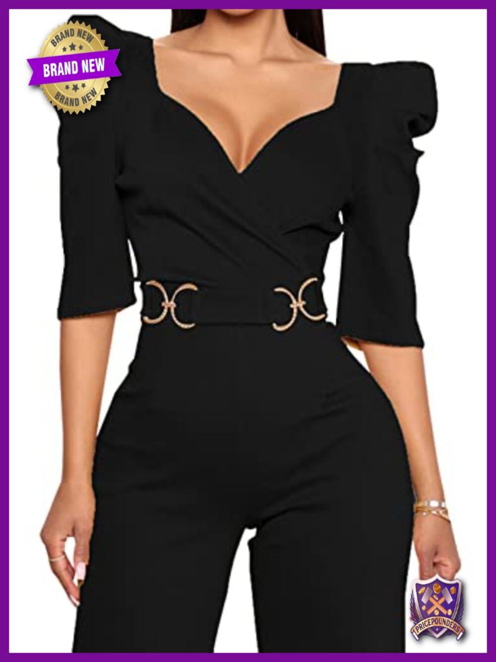 Sexy Deep V Neck Puff Sleeve Wide Leg Jumpsuit for Women Summer Plus Size Party